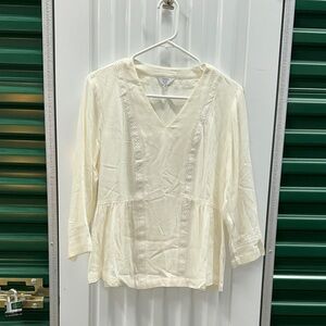Crown & Ivy Cream Lace V-Neck Blouse (NWT)